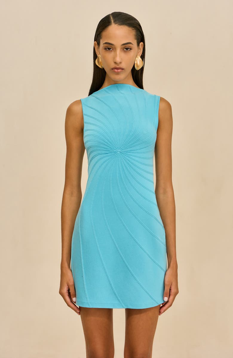 Cult Gaia Phillipa Bateau Neck Sleeveless Jacquard Body-Con Minidress, Alternate, color, Ibiza