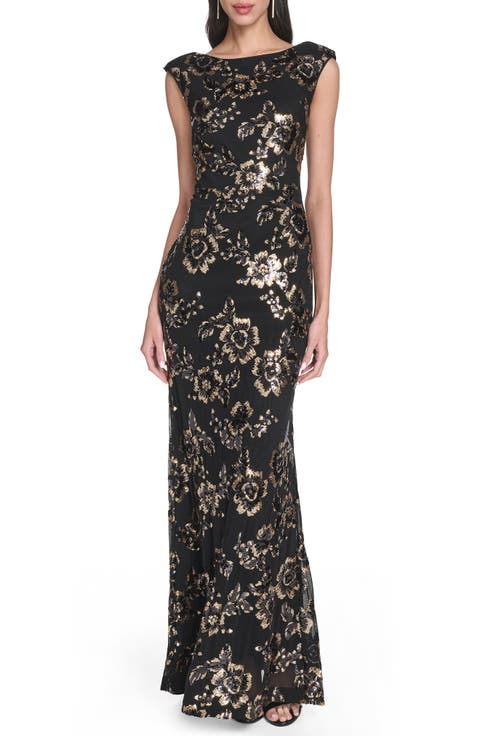 Floral Sequin Gown
