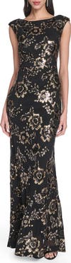 Eliza J Floral Sequin Gown