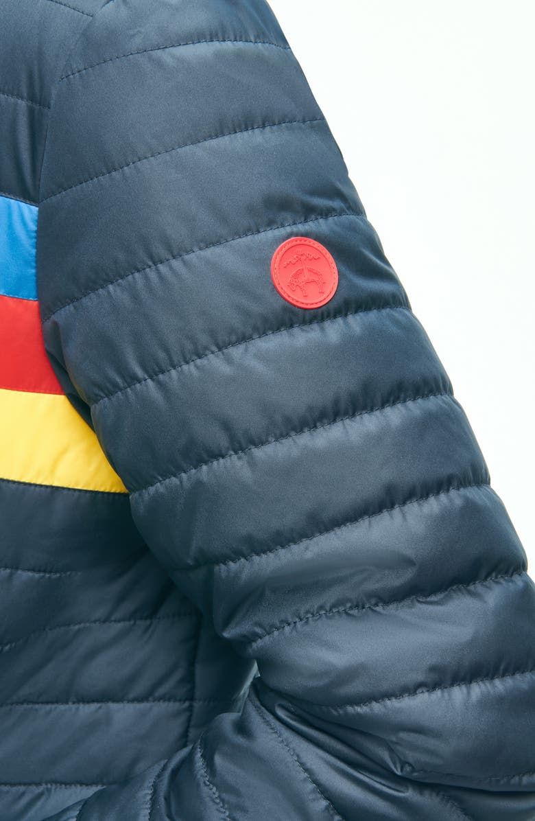 Brooks Brothers Race Stripe Zip-Up Puffer Jacket, Alternate, color, 