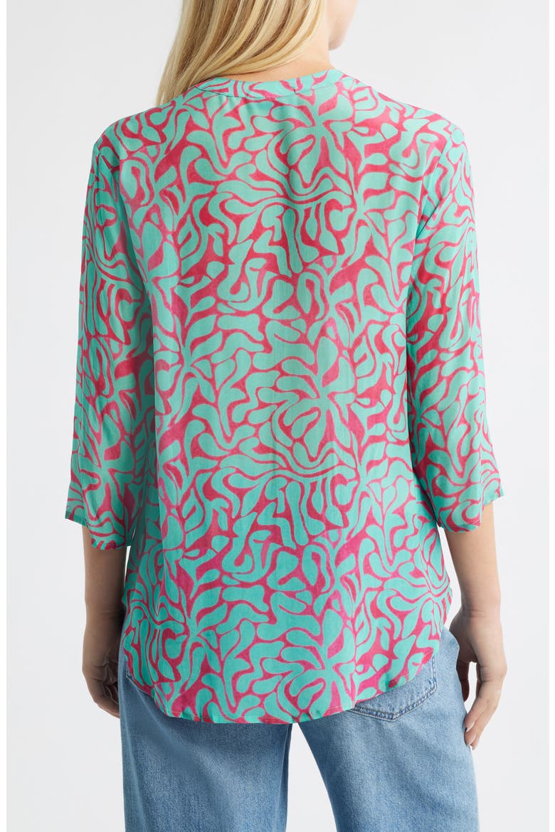 Semisheer Button-Up Shirt, Alternate, color, PINK/ LIGHT GREEN MULTI