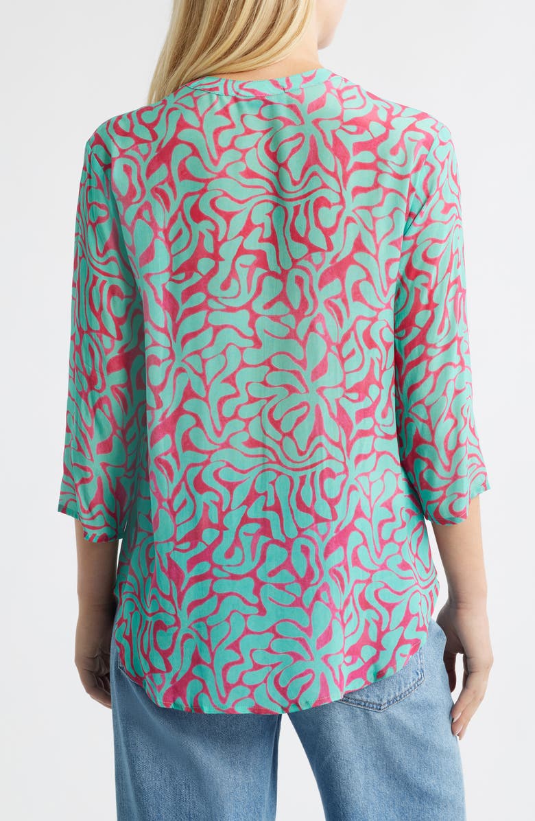 APNY Semisheer Button-Up Shirt, Alternate, color, Pink/ Light Green Multi