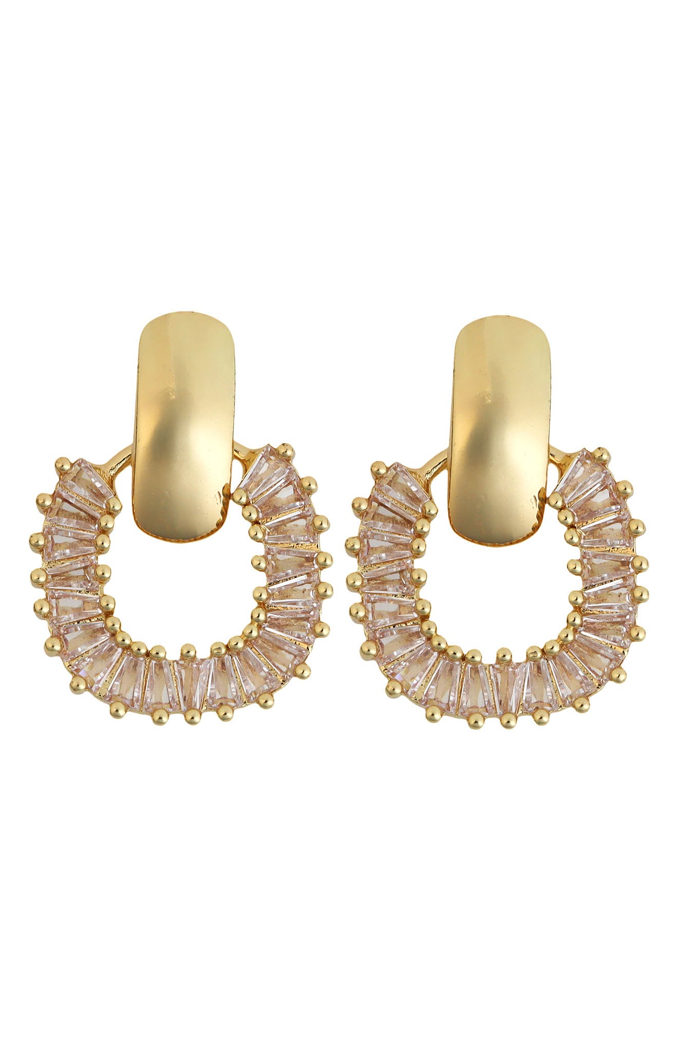 Panacea Cubic Zirconia Baguette Door Knocker Earrings