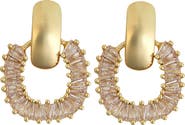 Panacea Cubic Zirconia Baguette Door Knocker Earrings