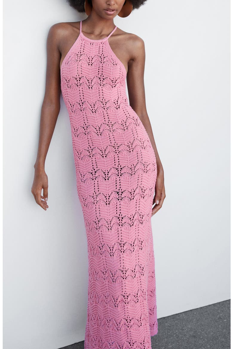 Open Knit Dress, Alternate, color, PASTEL PINK