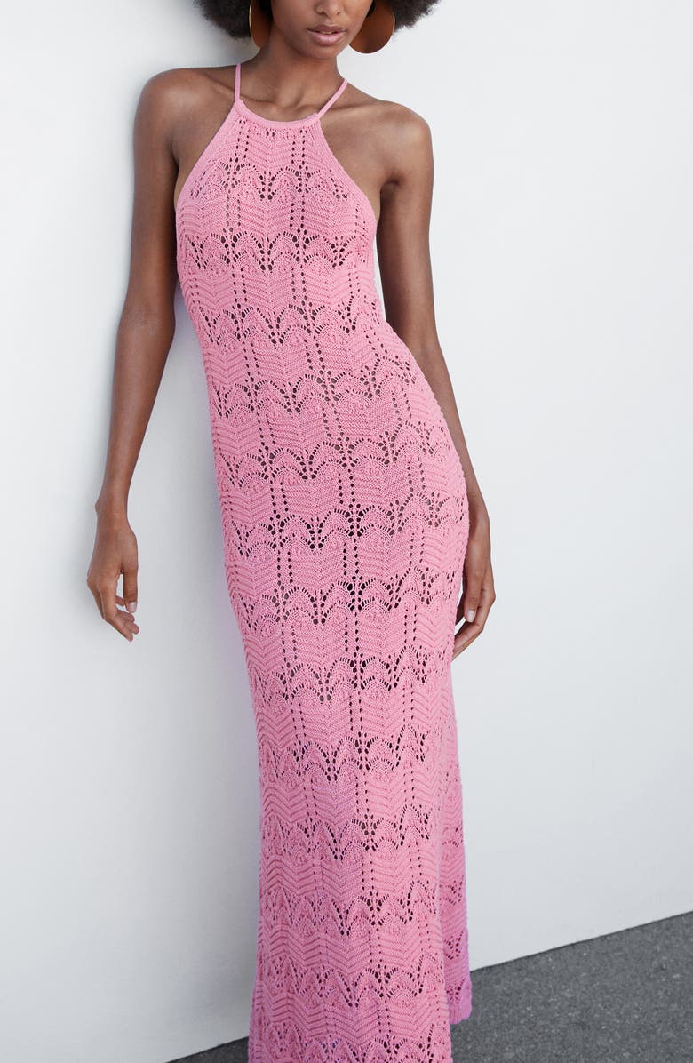 MANGO Open Knit Dress, Alternate, color, 