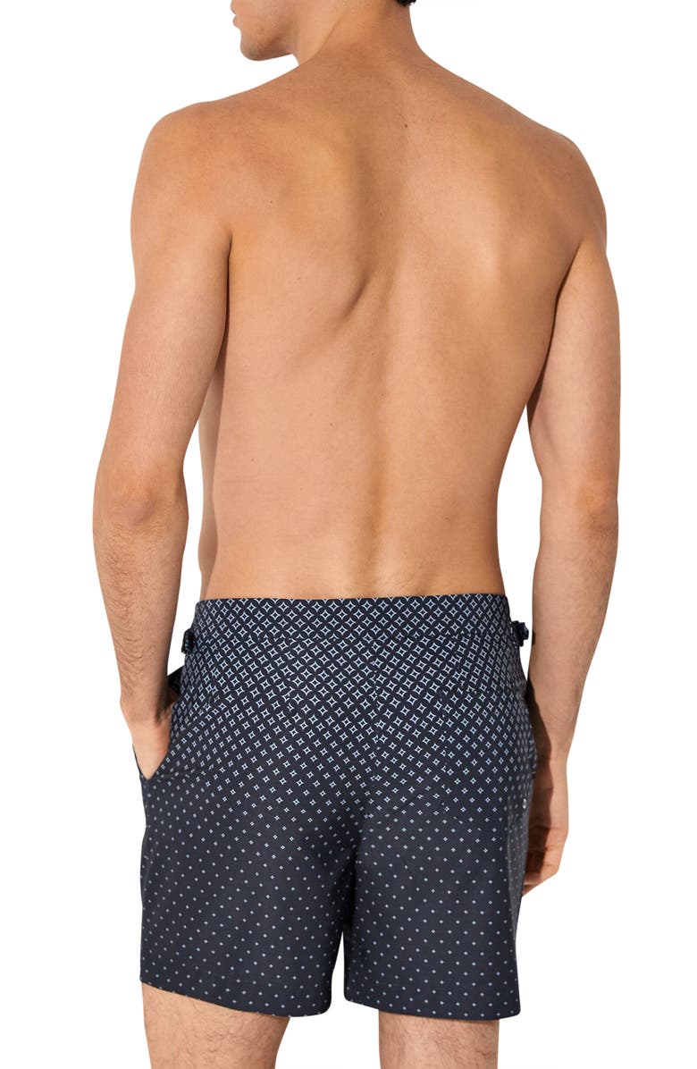 Reiss Darli Gradient Geo Print Side Adjuster Swim Trunks, Alternate, color, Navy