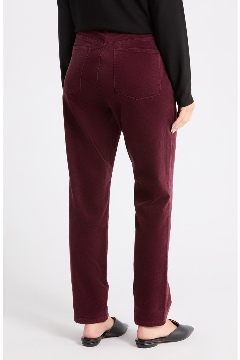 High Waist Ankle Slim Corduroy Pants, Alternate, color, WINE