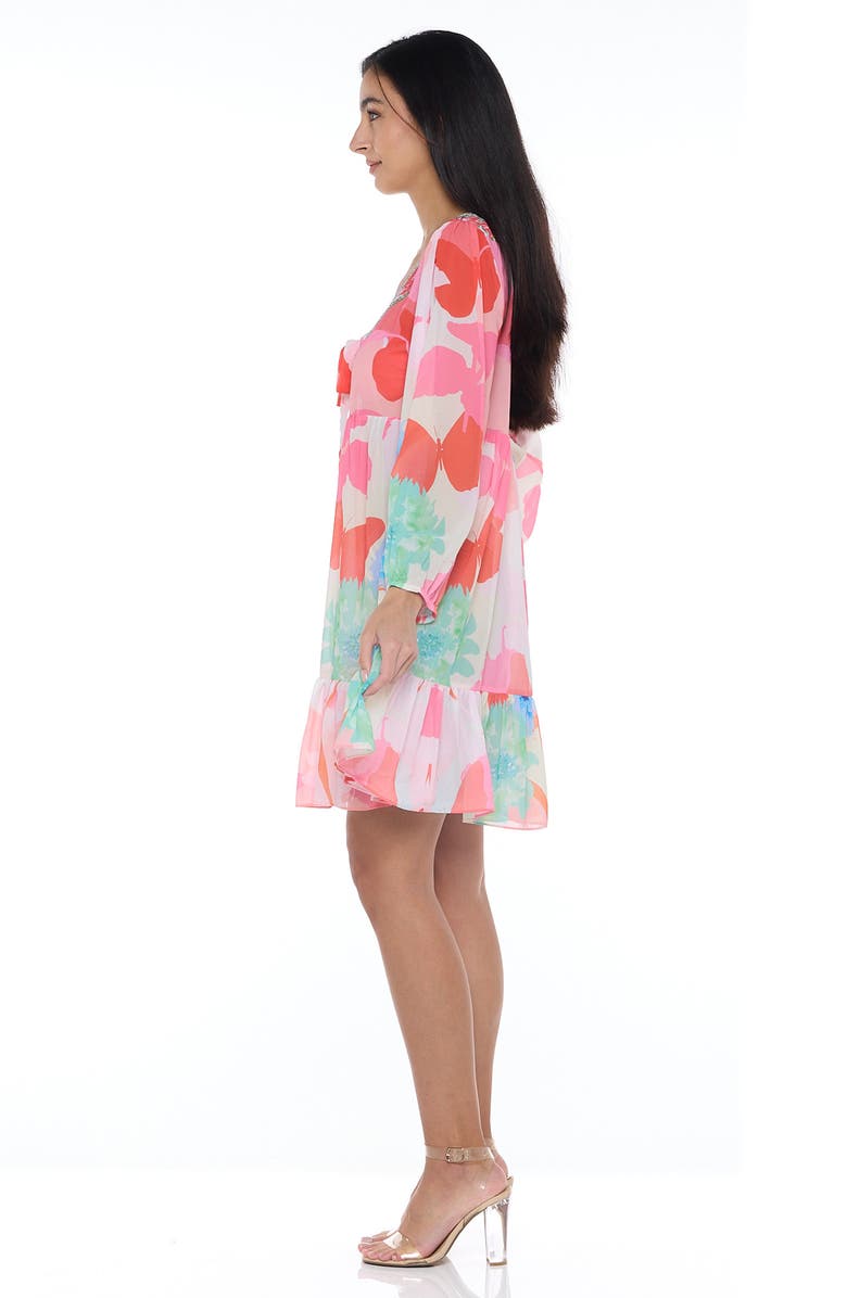 RANEES Floral Long Sleeve Babydoll Dress, Alternate, color, Pink