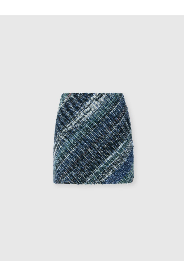 Wool-blend Check Mini Skirt, Main, color, Blue