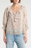 MAX STUDIO Ruffle Front Floral Top