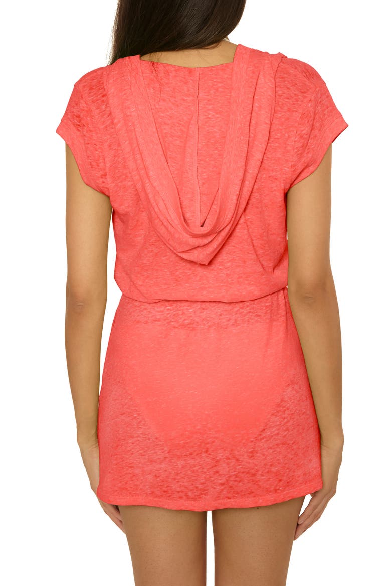 Beach Date Hooded Cover-Up Dress, Alternate, color, DRAGON FIRE