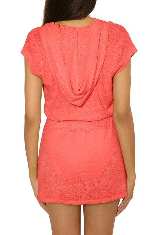 Becca Beach Date Hooded Cover-up Dress In Red
