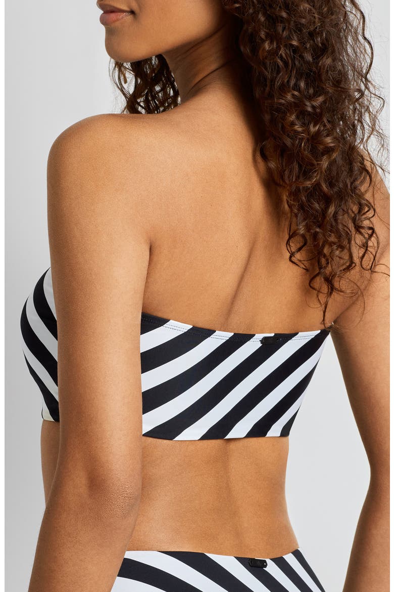 Stripe Longline Bandeau Bikini Top, Alternate, color, BLACK/WHITE