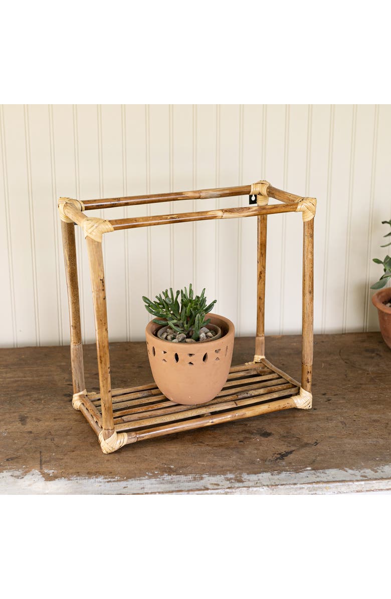 Foreside Home and Garden Square Wall Shelf Natural Cane, Alternate, color, Brown