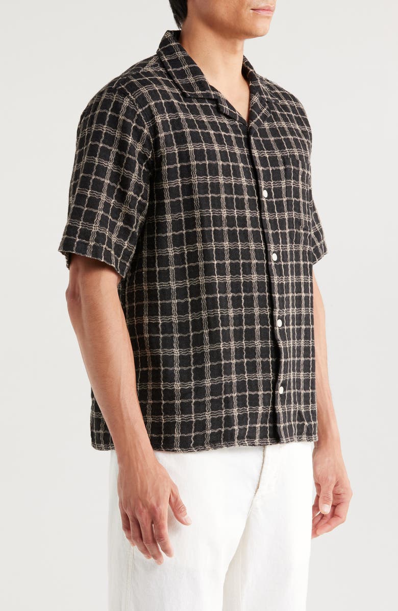 Corridor Wavy Plaid Short Sleeve Cotton & Linen Camp Shirt, Alternate, color,