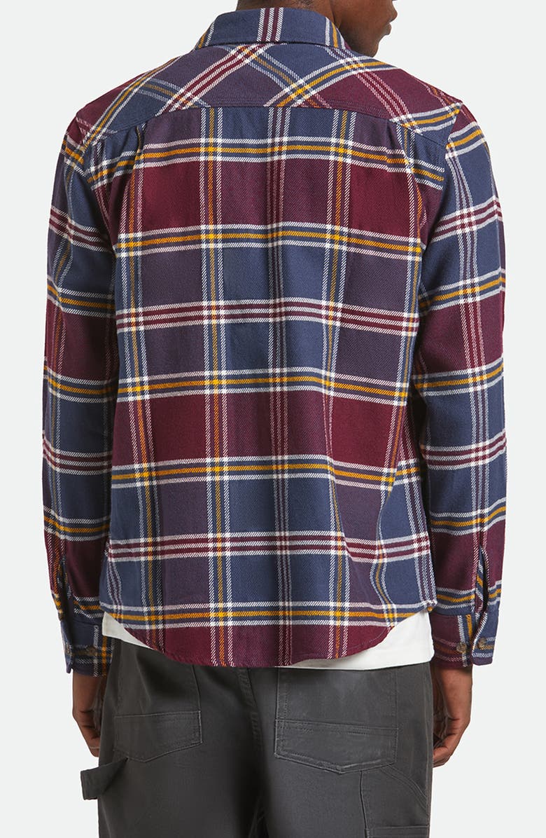 Brixton Bowery Plaid Flannel Button-Up Shirt, Alternate, color, Mood Indigo/Port/Saffron