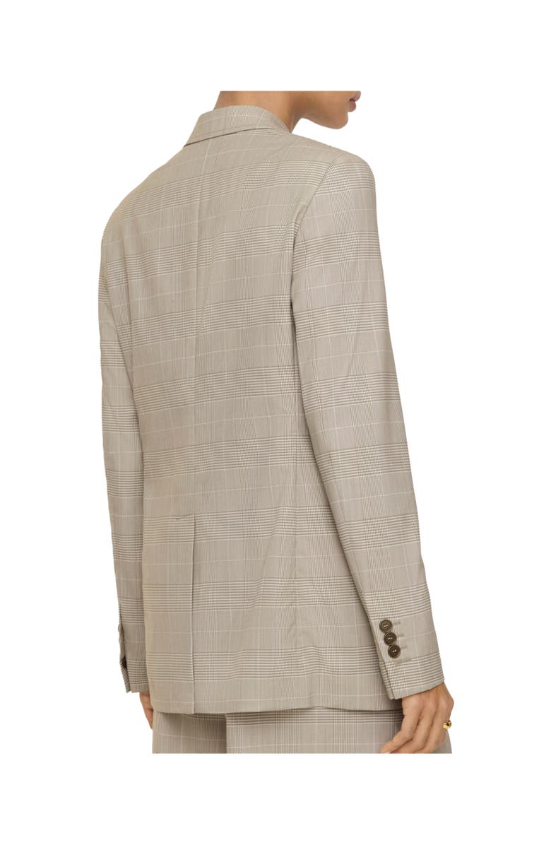 Burberry Check Wool Tailored Jacket, Alternate, color, Cloudy White/Mountain Green