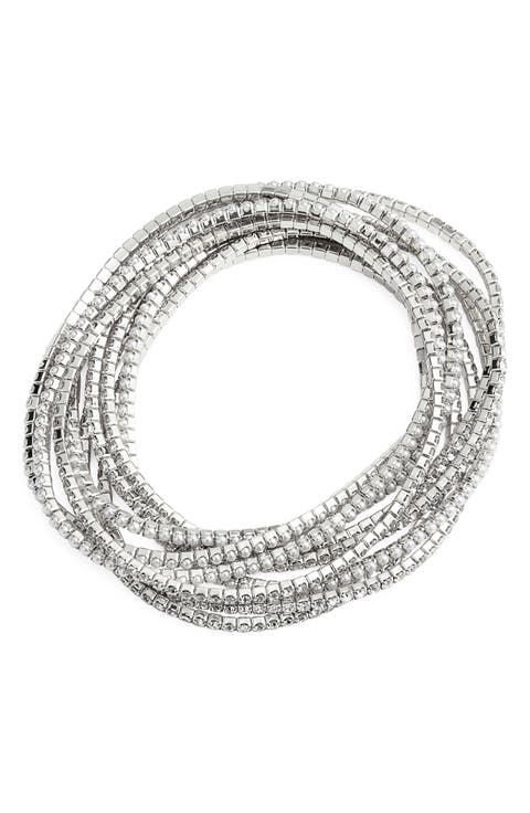 Set of 10 Crystal Stretch Bracelets