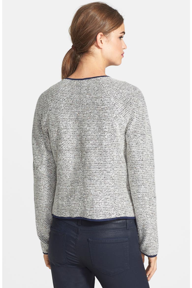 Front Zip Collarless Jacket, Alternate, color, HEATHER GREY TWEED