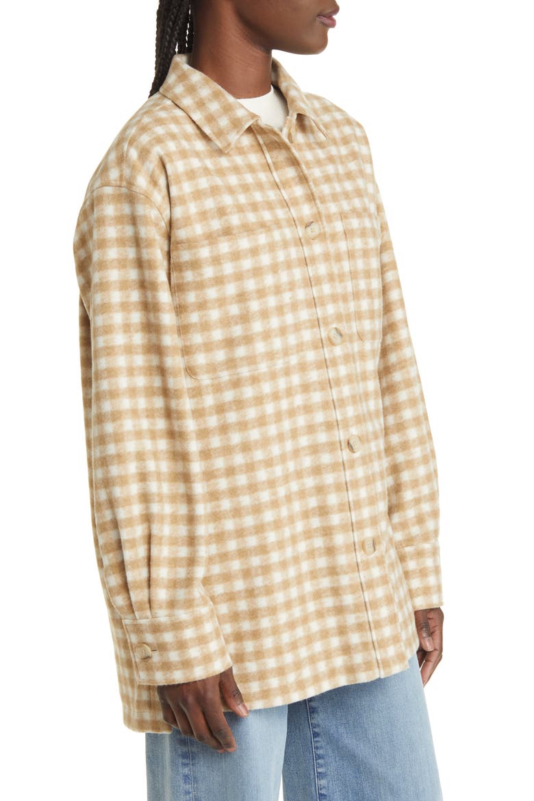 Gingham Oversize Shirt Jacket, Alternate, color, TAN MULTI