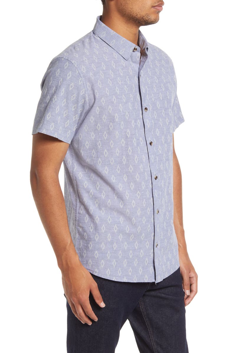 Strand Diamond Print Short Sleeve Button-Up Shirt