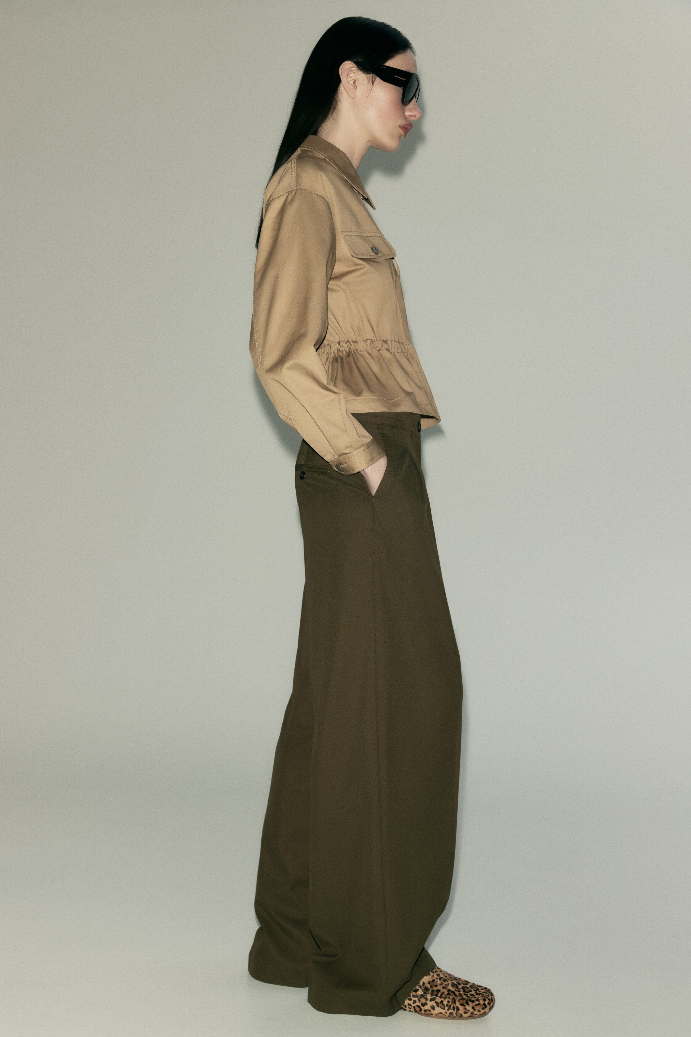 H&M Leather Loafers, Alternate, color, Beige/Faux Leopard