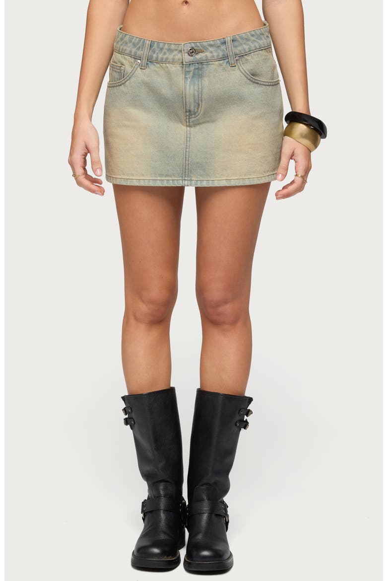 Chiara Denim Miniskirt, Main, color, TINTED-DENIM