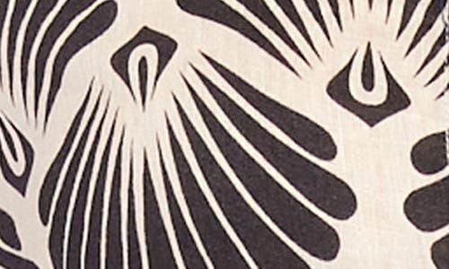 Karen Kane Shell Print Tie Front Linen Button-up Top In Black/white Print