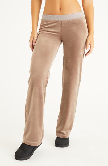 Juicy Couture Wide Leg Velour Track Pants In Pewter