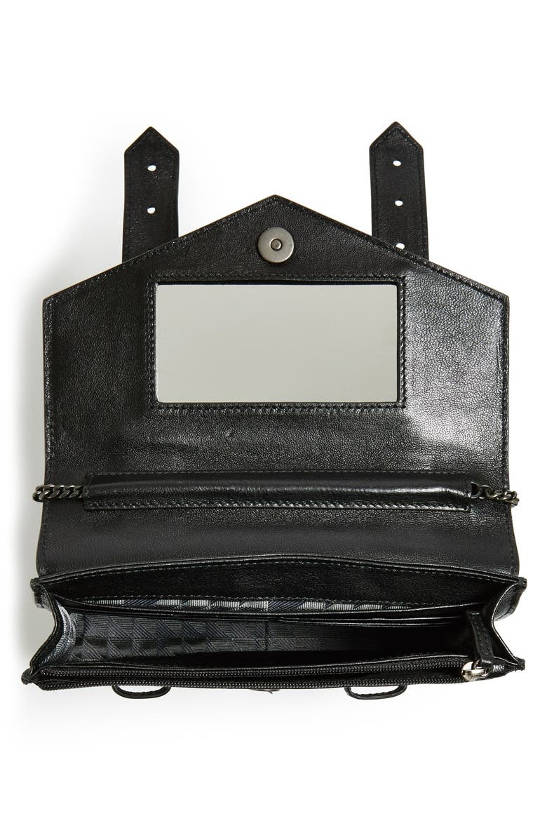 'Large PS1' Leather Crossbody Wallet, Alternate, color, BLACK