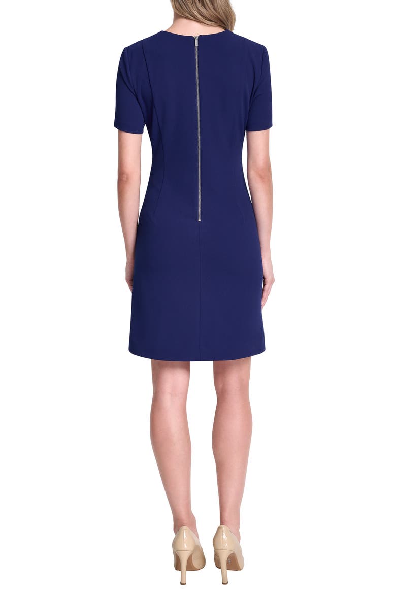 Button Trim Short Sleeve Shift Dress, Alternate, color, MARINE
