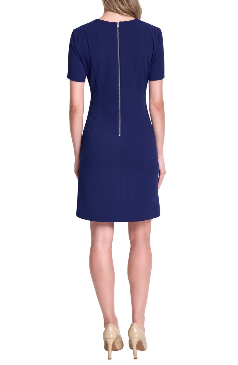 DKNY Button Trim Short Sleeve Shift Dress, Alternate, color, Marine