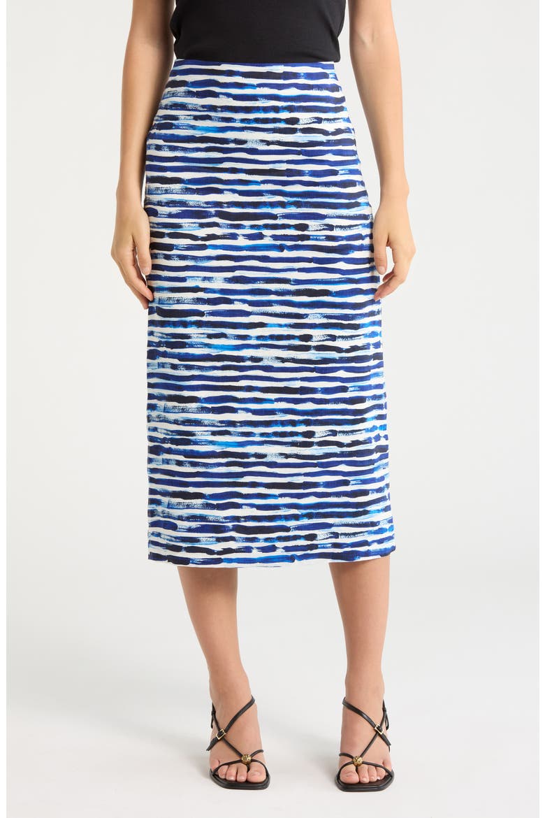 Phoebe Stripe Linen Blend Pencil Skirt, Main, color, NAVY STRIPE
