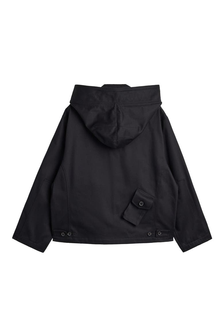 Hooded Cotton Twill Jacket, Alternate, color, BLACK