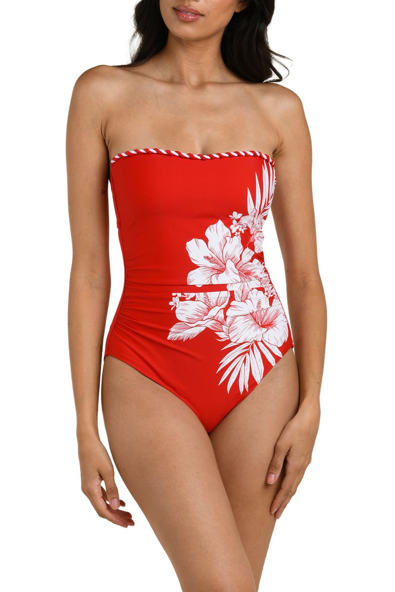 Mariner One-Piece Swimsuit, Alternate, color, RUBY