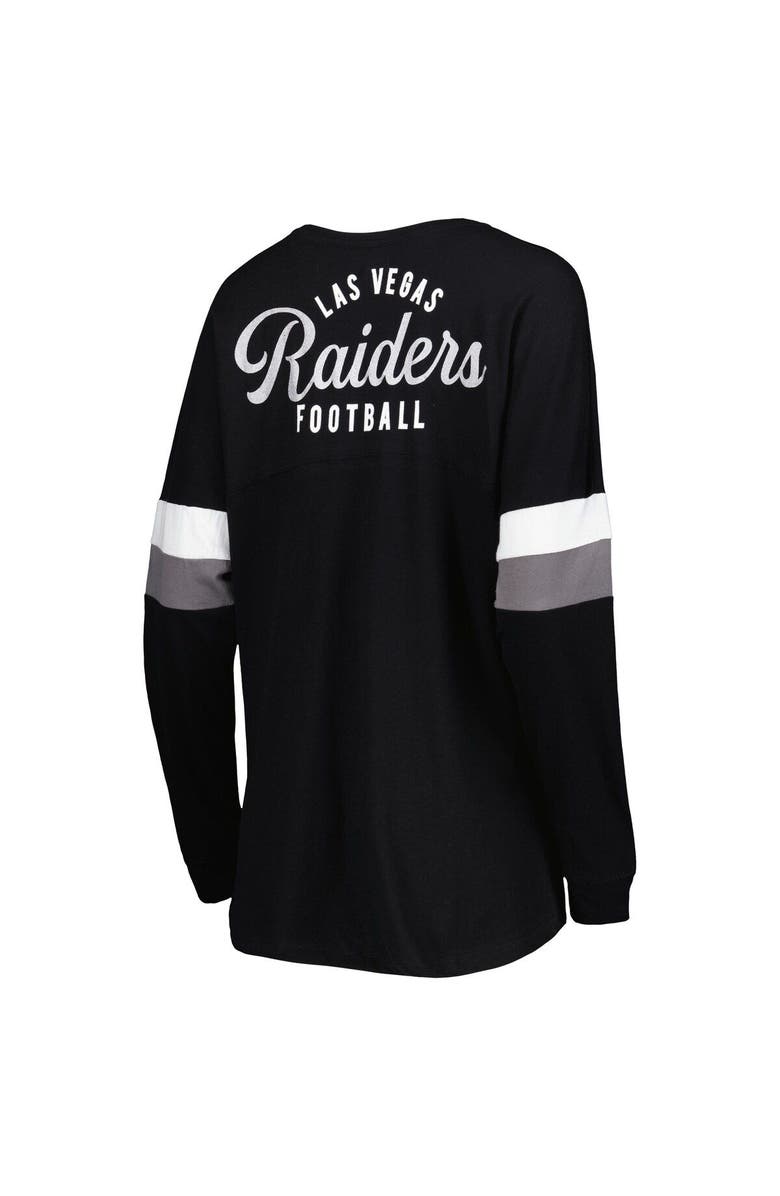 New Era Women's New Era Black Las Vegas Raiders Athletic Varsity Lightweight Lace-Up Long Sleeve T-Shirt, Alternate, color, Black