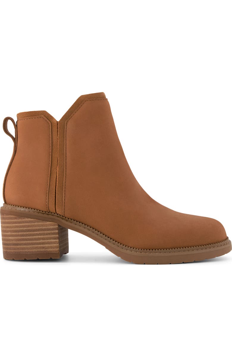 TOMS Hailey Water Resistant Leather Bootie, Alternate, color, Brown