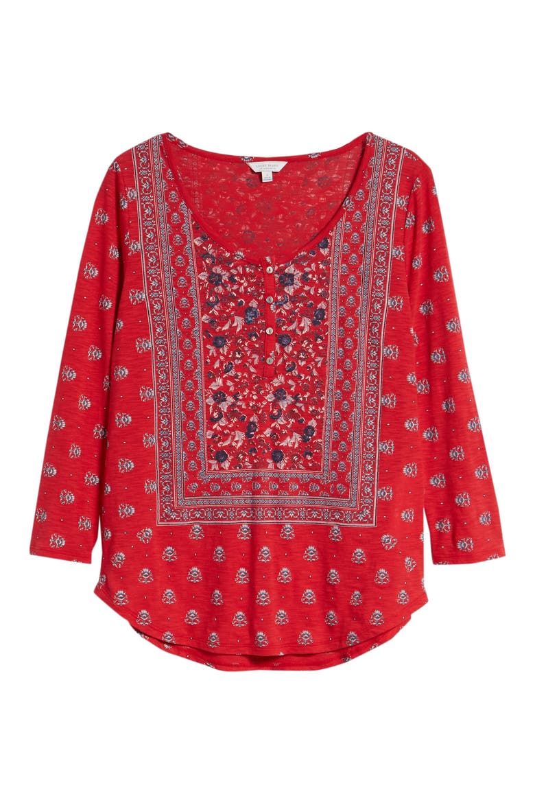 Bandana Peasant Top, Alternate, color, RED MULTI