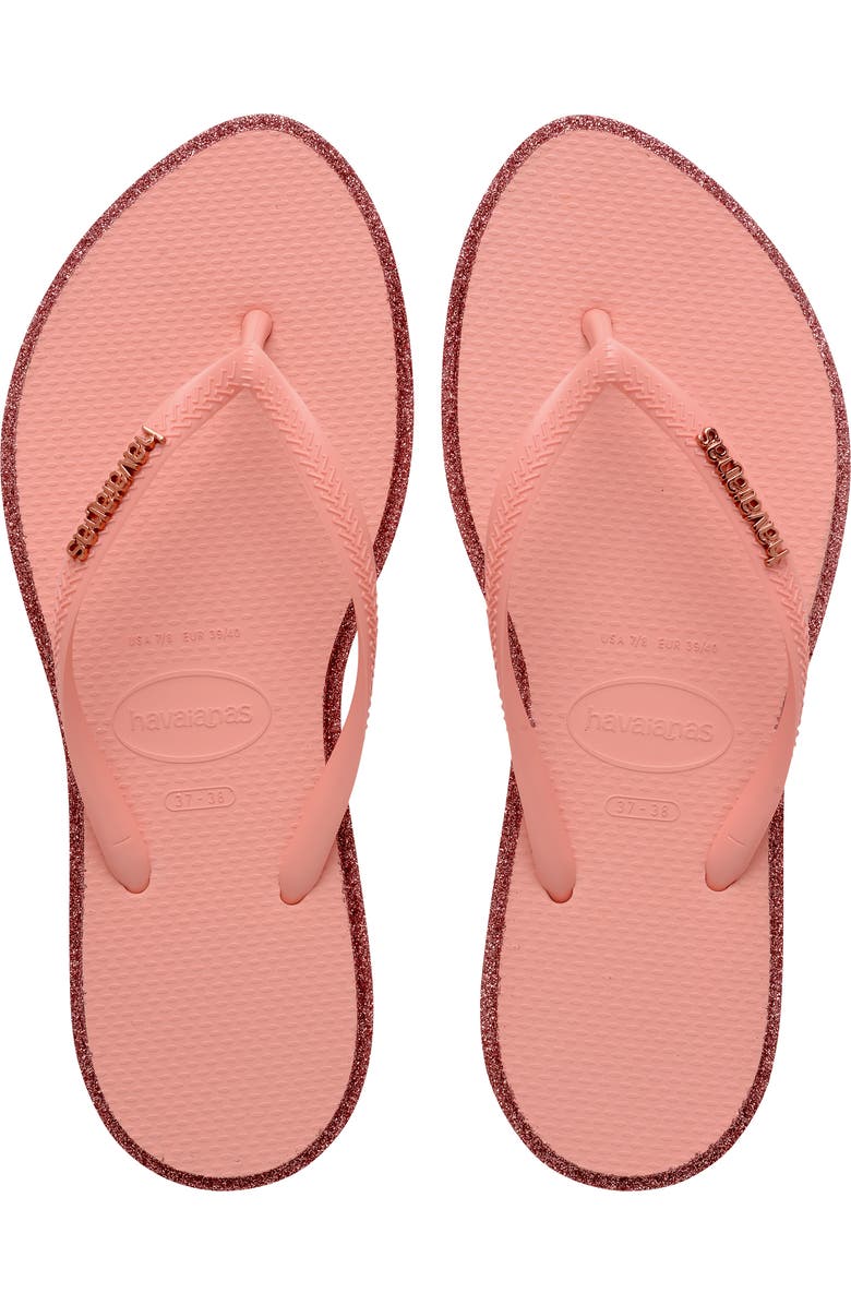 Havaianas Slim Point Glitter Flip Flop, Alternate, color, Canyon Clay/ Blossom