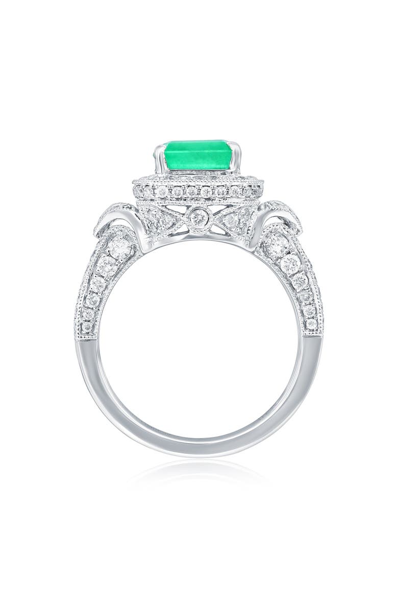 14K White Gold 2.09ct Colombian Emerald & Diamond Accent Ring, Alternate, color, Green