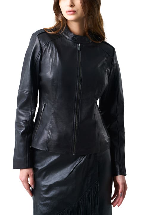Rider leather jacket for women with a slim fit