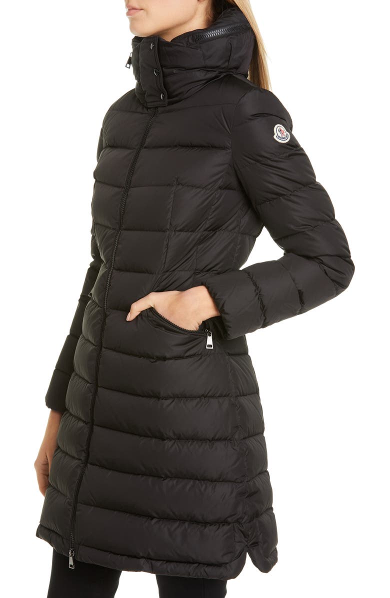 Moncler Flammette Water Repellent Long Hooded Down Coat, Alternate, color,