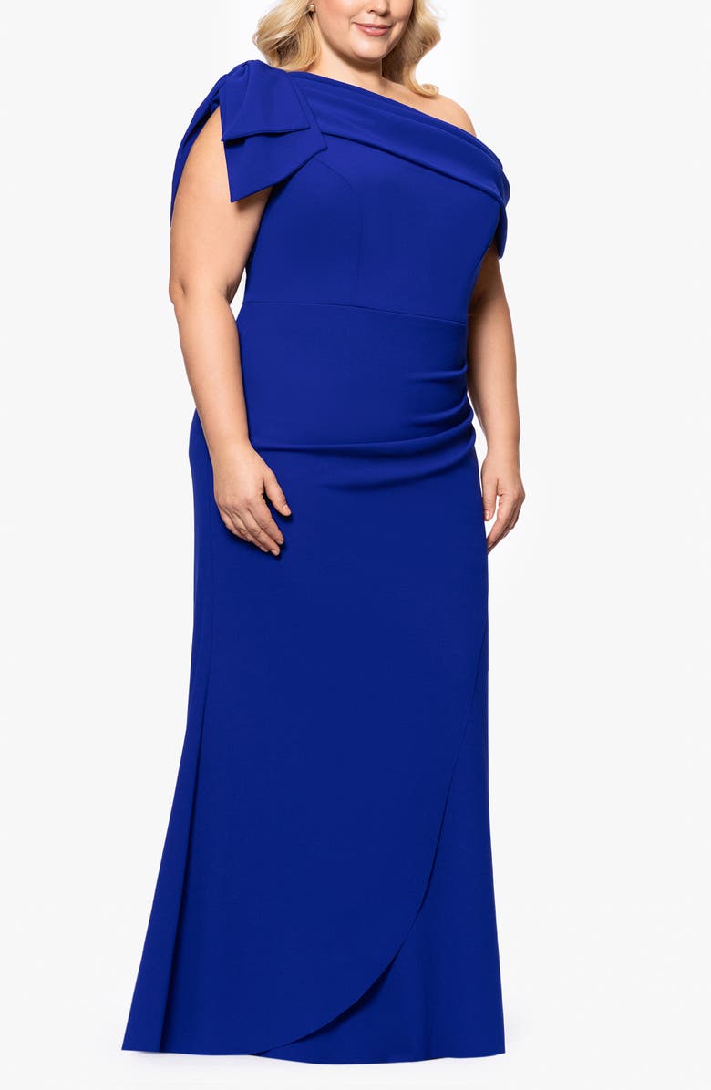 Xscape Evenings One-Shoulder Scuba Crepe Gown, Alternate, color, 