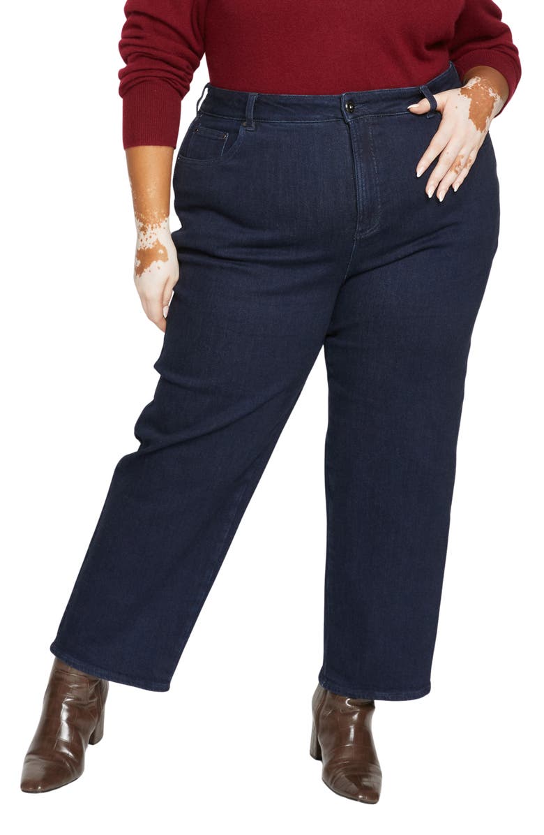 Universal Standard Donna Curve High Waist Straight Leg Jeans, Main, color, Dark Indigo Blue
