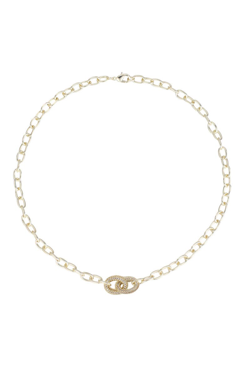 Pavé Cubic Zirconia Links Pendant Necklace, Alternate, color, GOLD