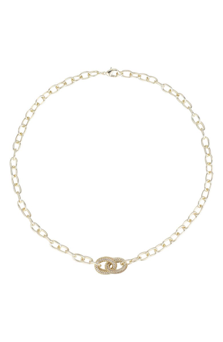 Adornia Pavé Cubic Zirconia Links Pendant Necklace, Alternate, color, Gold