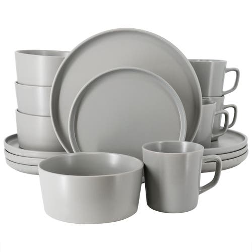 Elama Luxmatte Light Grey 16 Piece Dinnerware Set In Gray