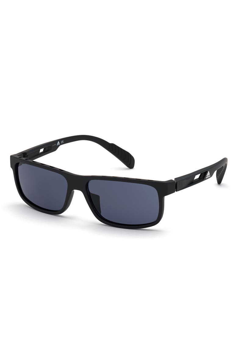 adidas 58mm Square Sunglasses, Alternate, color, Matte Black / Smoke