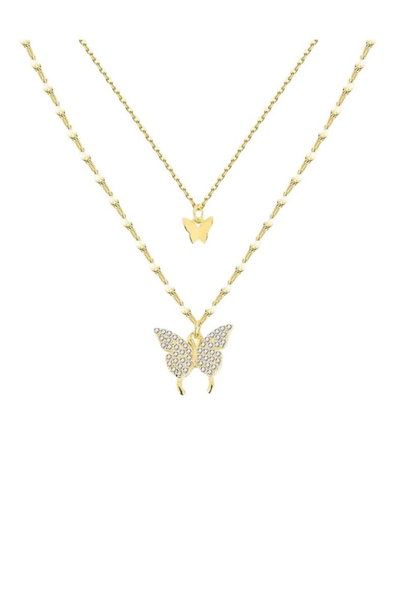 Hollywood Sensation Fluttering Elegance Gold Butterfly Two Layer Necklace, Alternate, color, Gold